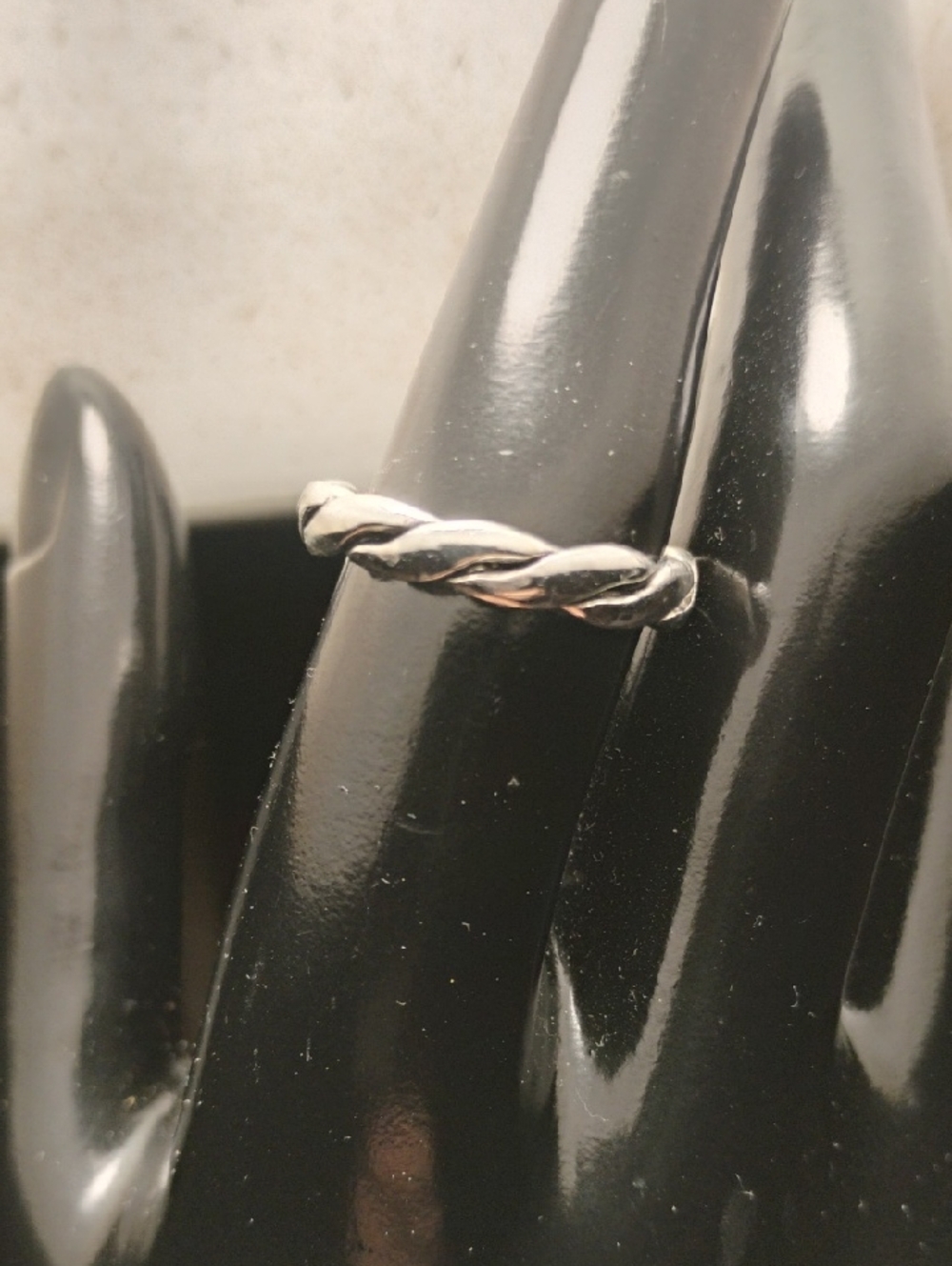 Stamped Thai Silver (Tone) Braided Rope Ring Size 7.5